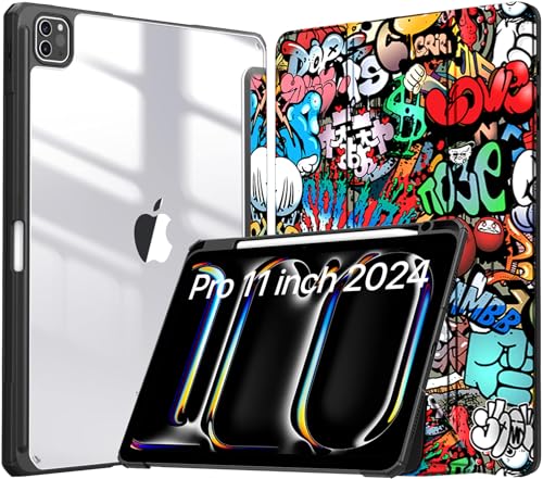 Robustrion for iPad Pro 11 inch M4 Cover Case 5th Generation (M4 2024) with [Pencil Holder] [Transparent Back] Hybrid Case Cover for iPad Pro 11 inch [Auto Sleep Wake Support] - Hippy (B0D5W92X5L) Amazon Price History, Amazon Price Tracker