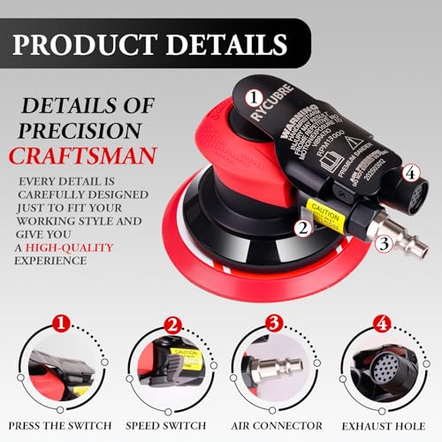 Rycubre 5 Inch DA Air Sander