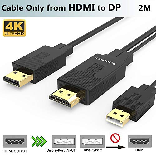 HDMI to DisplayPort Adapter Cable 4K@60Hz,Male HDMI to DP Video Converter Cord 6FT with Audio, Active HDMI 1.4 to Display Port 1.2 Connector for Xbox, PS4, Mac Mini, PC to TV, Monitor, Projector