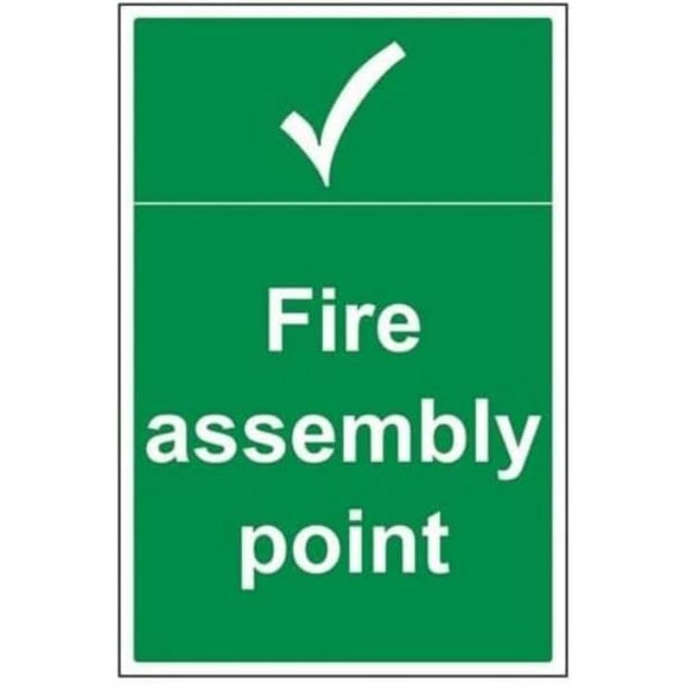 Cartello In case of fire your assembly point is