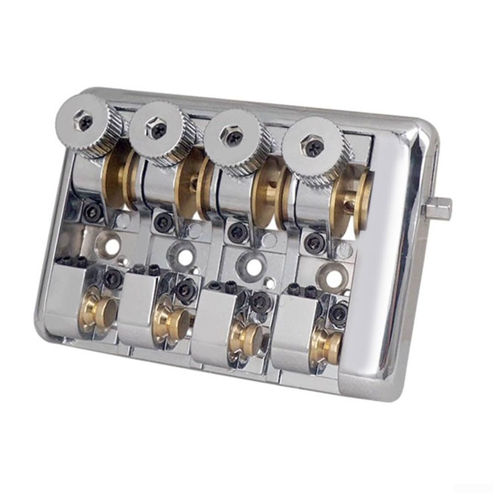 Reise-Bass für 4-saitige Headless-Gitarren mit Messing-Rollsätteln und stabilem schwarzem Finish, Design für Musiker, die Ausrüstung spielen (Silber)