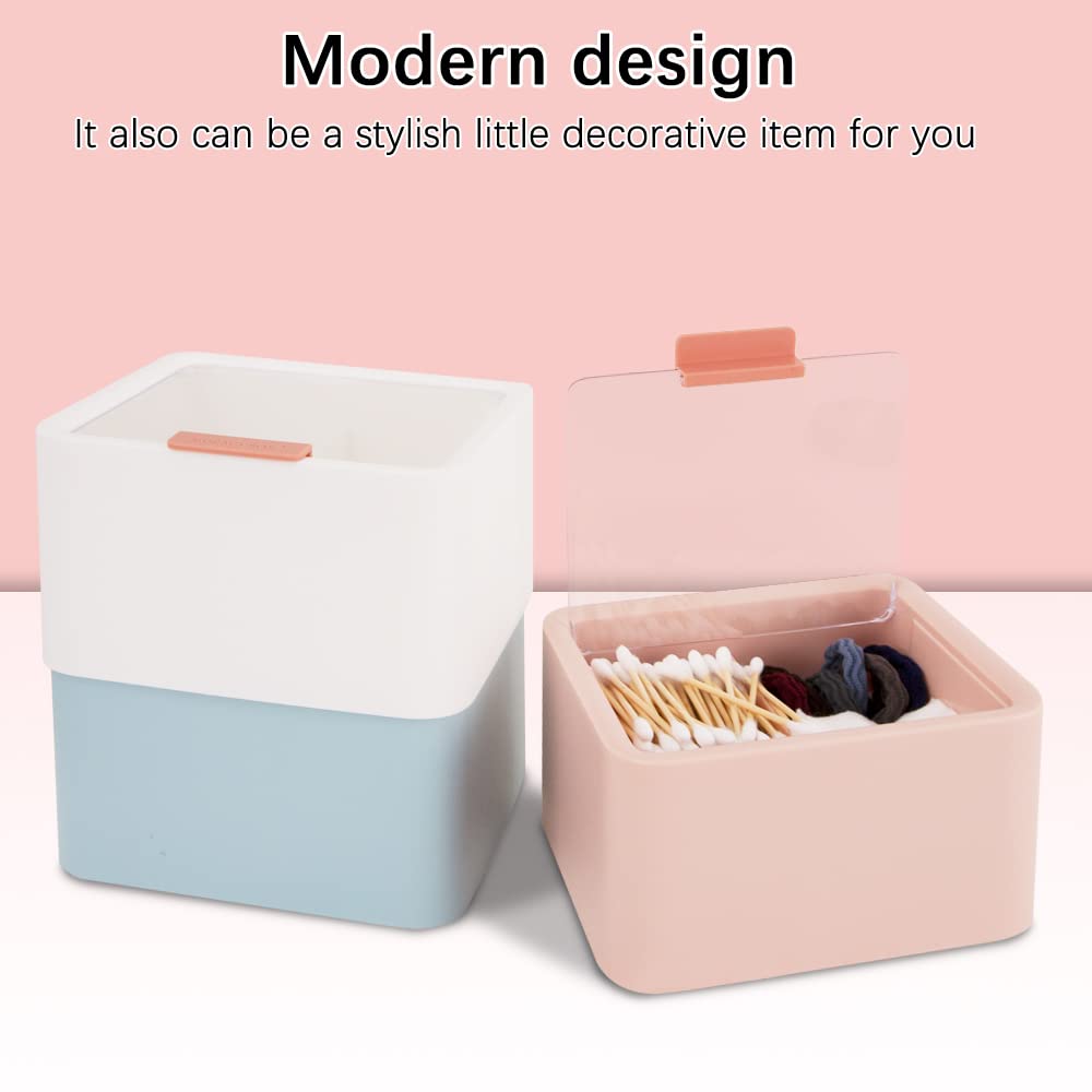 Elvarias Wattepad- & QTips-Halter – Badezimmer-Organizer, Rosa, Mit Silberionen-Beschichtung