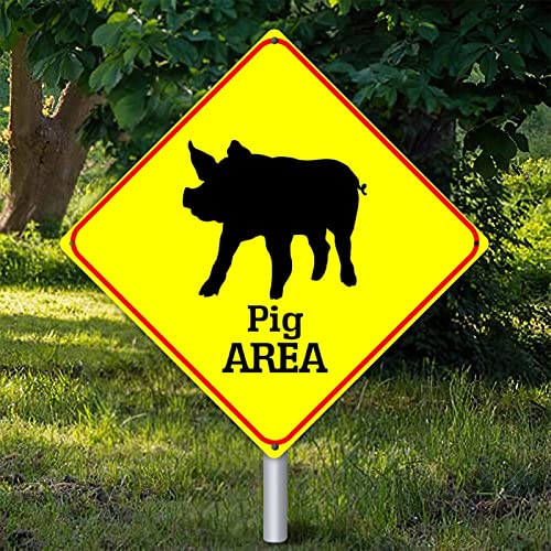 Panneau mural en métal cochon rétro jaune losange 38cm