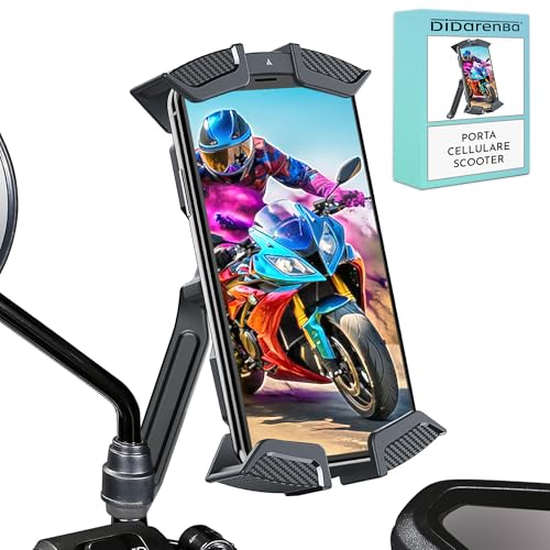 Didarenba Porta cellulare scooter 4 fissaggi Massima stabilita fissaggio allo