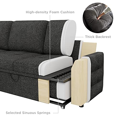 Papajet Pull Out Sofa Bed, Modern Tufted Convertible Sleeper Sofa, L Shaped Sofa Couch With Storage Chaise, Chenille Sectional Couch Bed For Living Room (Dark Grey) #TOP5