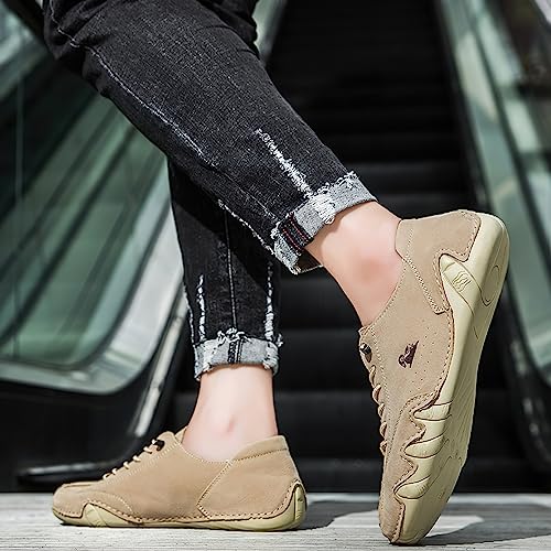 Image of baobeijiadao Men's Beck Shoes Waterproof Non Slip High Top Chukka Boots Handmade Suede Caual Outdoor Sneakers