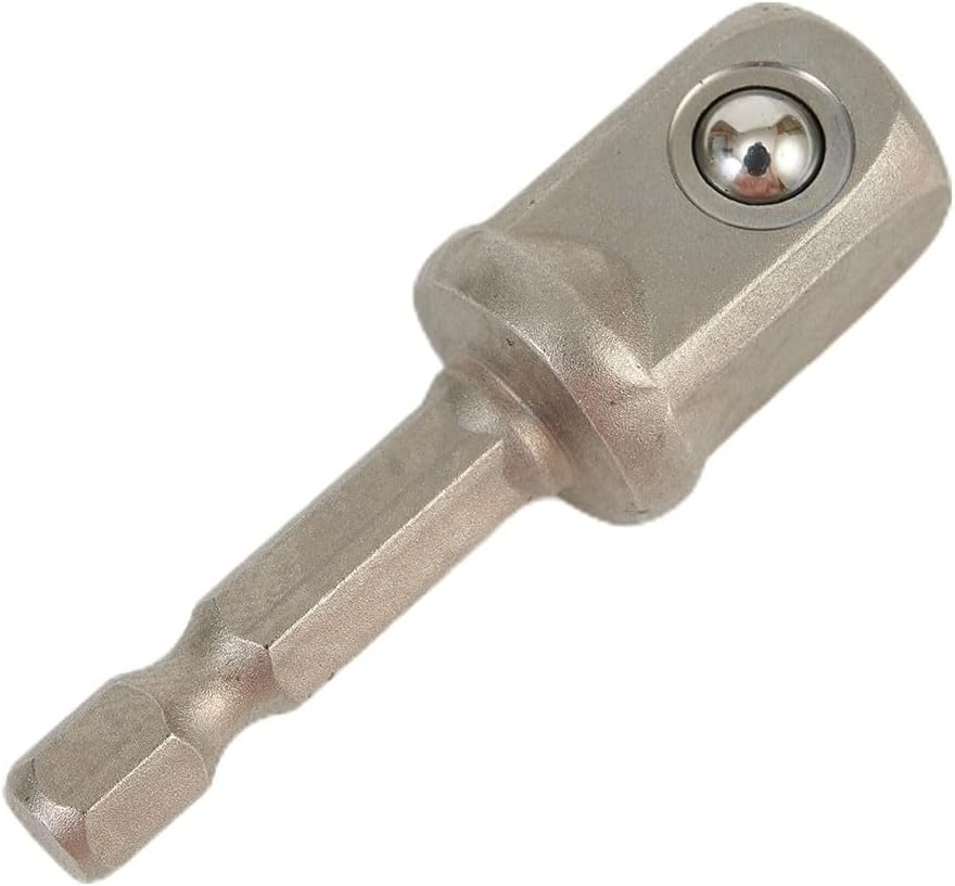 3-Piece Socket Adapter Set with 1/4, 3/8, 1/2 Inch Hex Shank Drill Bits, Chrome Vanadium Steel Extension Rod for Impact Driver and Power Drill, Quick Change Chuck