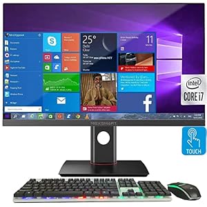 NEXSMART Touchscreen All in One Desktop Computer, 23.8″ Full HD All-in-One PC Compatible with Windows10 i7 Processor 8GB RAM 480GB SSD, Support Screen Rotation Bluetooth & WiFi (with Mouse & Keyboard)