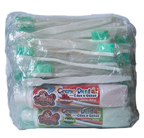 Catdog Pacote Com 50 Escovas Unitárias E 2 Cremes 90G Para Cães