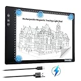 Rechargeable Magnetic A4 LED Light pad, IMAGE Tracing Pad, Ultra-Thin USB Powered with Memory...
