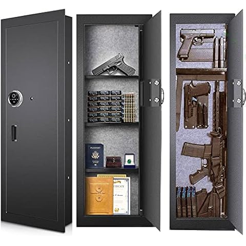 Langger Biometric Wall Safe, Hidden Fingerprint In Wall Safe Between Studs (Black-Large) Cover