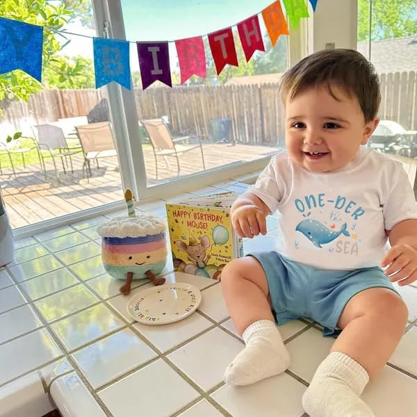 2Pcs Baby Boy 1st Birthday Outfit Under The Sea Short Sleeve T-Shirt Tops Shorts Pants Set Summer Clothes - Image 2