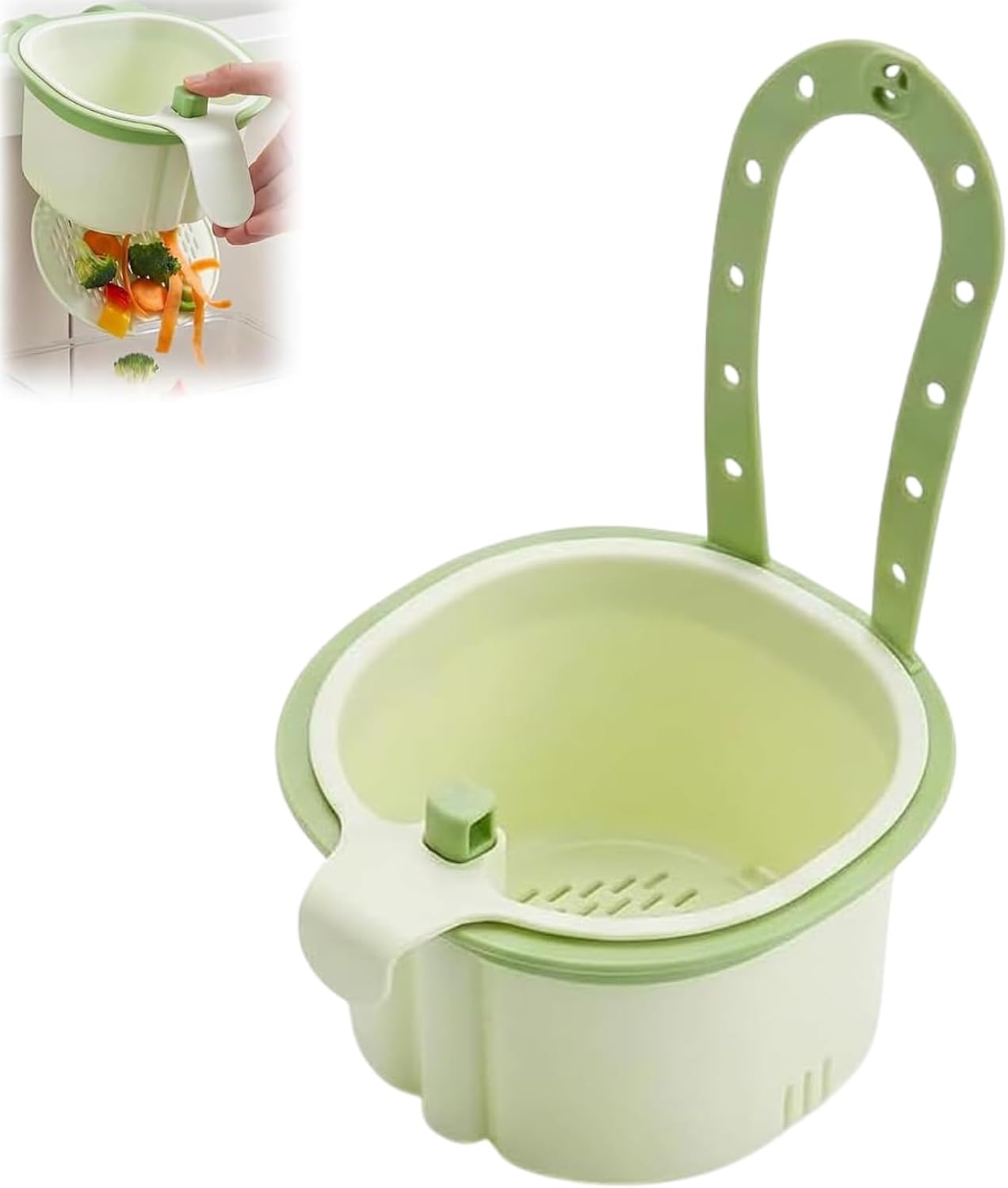 2026New Hanging Sink Drain Basket For Kitchen,Sink Strainer Basket (Green),Equipped With Automatic Tilt Multi Functional Water Tank Filter Basket,Sink Food Trap.