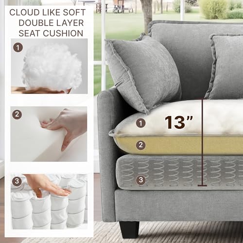 Image of KISLOT 74.4 inch Loveseat Oversized Modular Sectional Sofa with Console, Beige | Cloud Couch, Dual Cushions, Deep Seats,Living Room