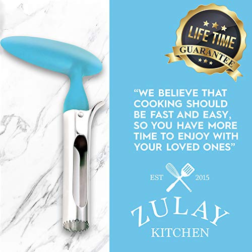 Zulay Premium Apple Corer - Easy To Use Durable Apple Corer Remover For Pears, Bell Peppers, Fuji, Honeycrisp, Gala And Pink Lady Apples - Stainless Steel Best Kitchen Gadgets Cupcake Corer - Blue #TOP6
