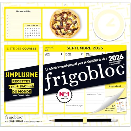 Frigobloc Hebdomadaire 2026 Simplissime (de sept. 2025 à déc. 2026)