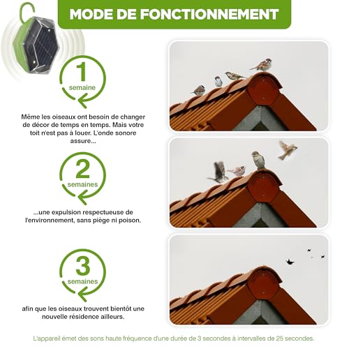 Répulsif oiseaux pigeons mouettes solaire ISOTRONIC