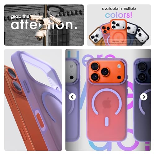 Image of Amazon Basics Back Cover for iPhone 17 Pro Max | Hybrid Design with Soft Silicone Edges & Hard Frosted TPU Back | Mag-Safe Compatible | Shockproof Design Back Case (Light Purple)