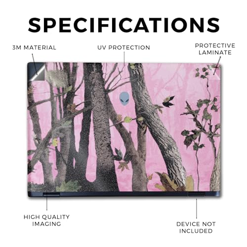 Image of Glossy Glitter Laptop Skin Compatible with Alienware M16 R2 (2024) - Pink Tree Camo - Premium 3M Vinyl Protective Wrap Decal Cover - Easy to Apply | Crafted in The USA by MightySkins