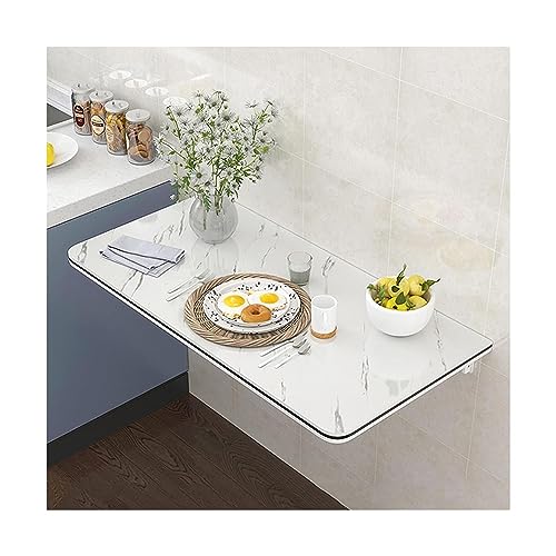 Table pliante murale robuste effet marbre blanc au design contemporain