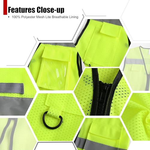 Image of Safety Vest for Men Women Hi Vis Vest with Pockets Mesh High Visibility Vests Meets ANSI /ISEA Standards