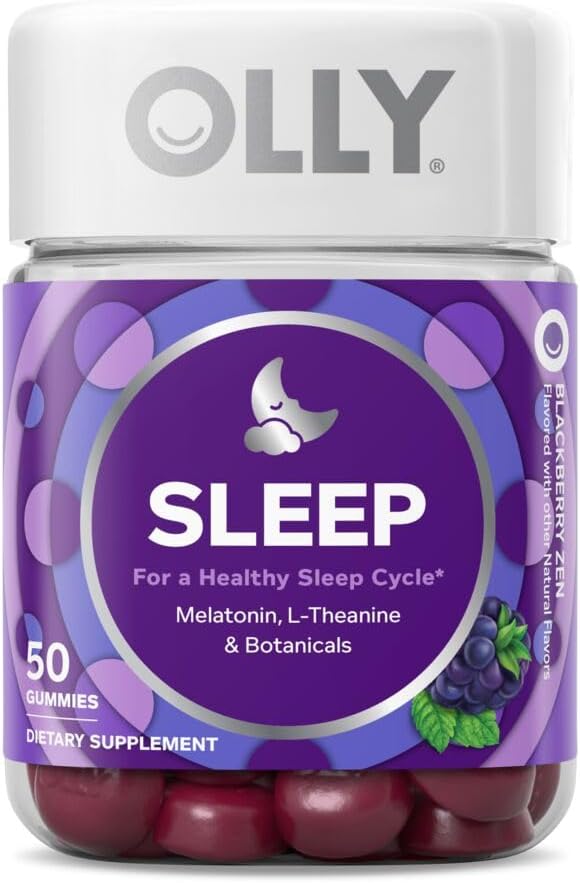OLLY Extra Strength & Regular Sleep Gummies with Melatonin, L-Theanine & Botanicals, Blackberry Flavor, 50 Count Each