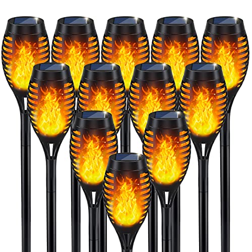 IkeeRuic Solar Flame Torch Lights for Outdoor Decoration, 12Pack Outdoor Lights Solar Powered Waterproof, LED Torches for Outside Decor, Luces Solares Outdoor Decorations for Yard Patio Garden Art by IkeeRuic - Used condition - US$50.76