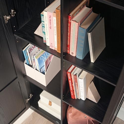 Image of Sauder Tall Storage Cabinet, Black, 4 Adjustable Shelves, Multi-Room Use