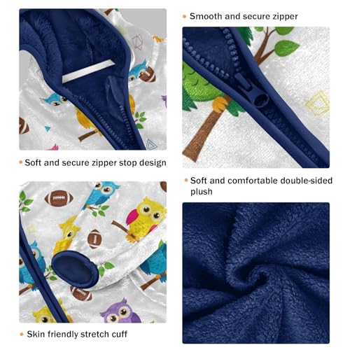 CHIFIGNO Colorful Owls White Boy Hooded Jacket Lightweight Soft Sweatshirt Jacket 3T3