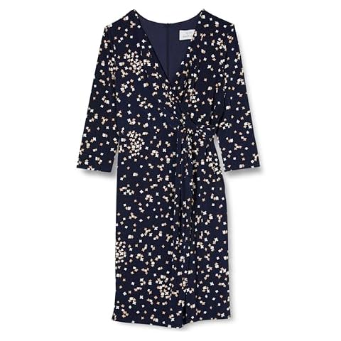 Gina Bacconi Navy/Beige Floral Wrap Dress Cover