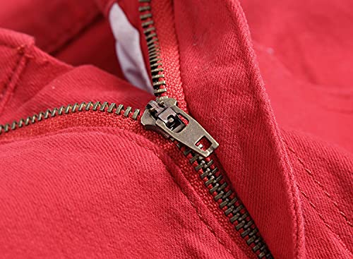 Men's Ripped Slim Casual Distressed Denim Pants Fit Straight with Zipper Jeans Skinny Retro Stretch Jean Trousers (Red,31)3