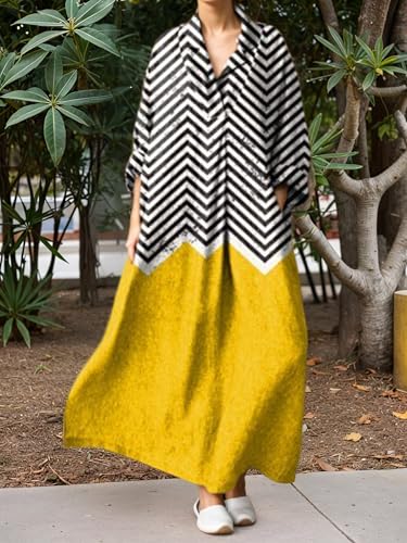 Womens Flowy Oversized Boho Floral Long Sleeve V Neck Maxi Dress Baggy Casual Loose Dresses with Pockets2