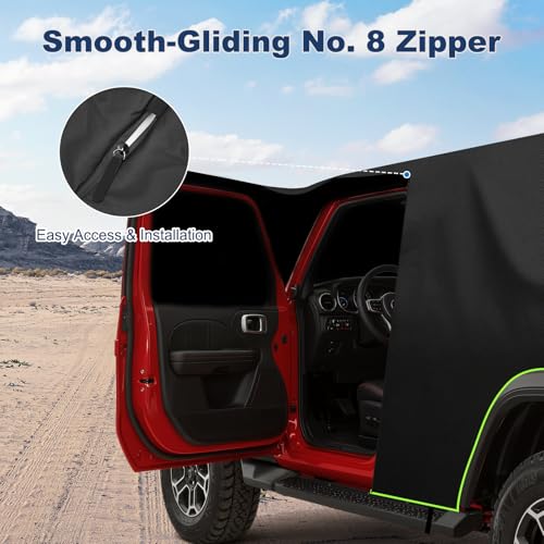 Image of QUNSUNUS Cab Cover for Jeep YJ TJ 2 Door, Half Car Cover with Cotton Liner, All Weather Waterproof Rain Cover with Straps for Wind, Sun, UV and Dust Protection