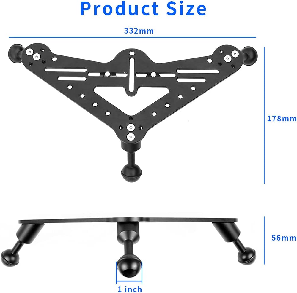 Diving Tray Gimbal Triangular Rig Mount Compatible with Go·Pro Action Camera DSLR Photography Accessories (Black Gimbal Mount +Ball Head Adapter)