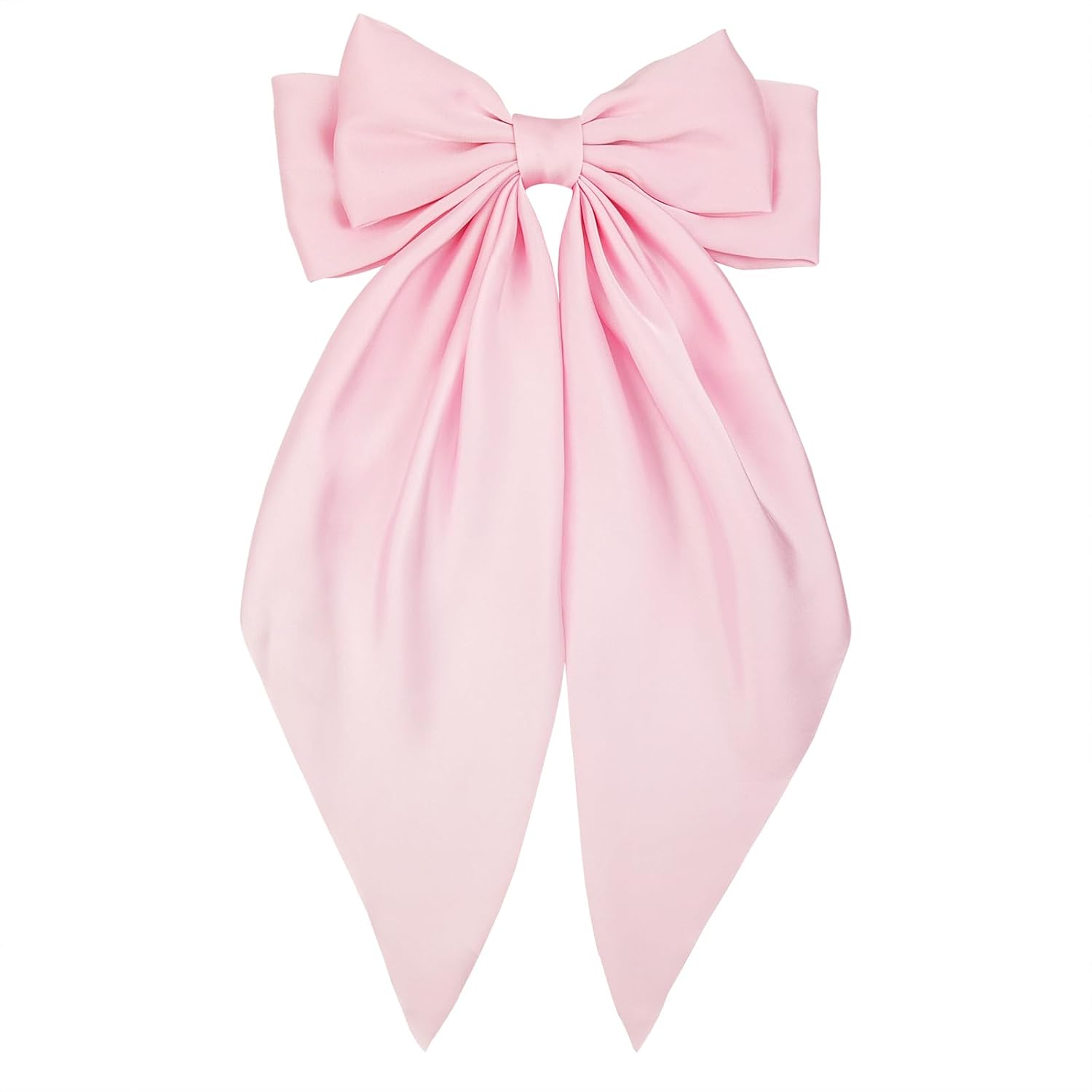 Large Pink Satin Hair Bow Clip - Stylish Accessory for Women
