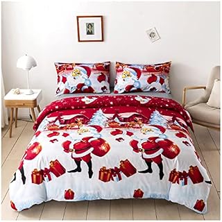 AAHO IT'S ALL ABOUT HOME Christmas Duvet Cover Set, Father Christmas, Royal Santa Claus, Merry Santa, Xmas Quilt Bedding Set, Comforter Encasement, Matching Pillowcases (Single, Father Xmas)