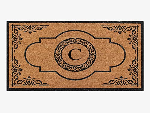 A1 Home Collections First Impression Hand Crafted Abrilina Entry Coir Monogrammed Double Doormat, 72" L X 36" W, X-Large #TOP11