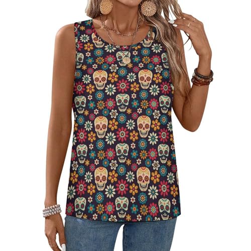 Day of The Dead Women's Tops Summer Fashion Sports Vest Sleeveless T-Shirt