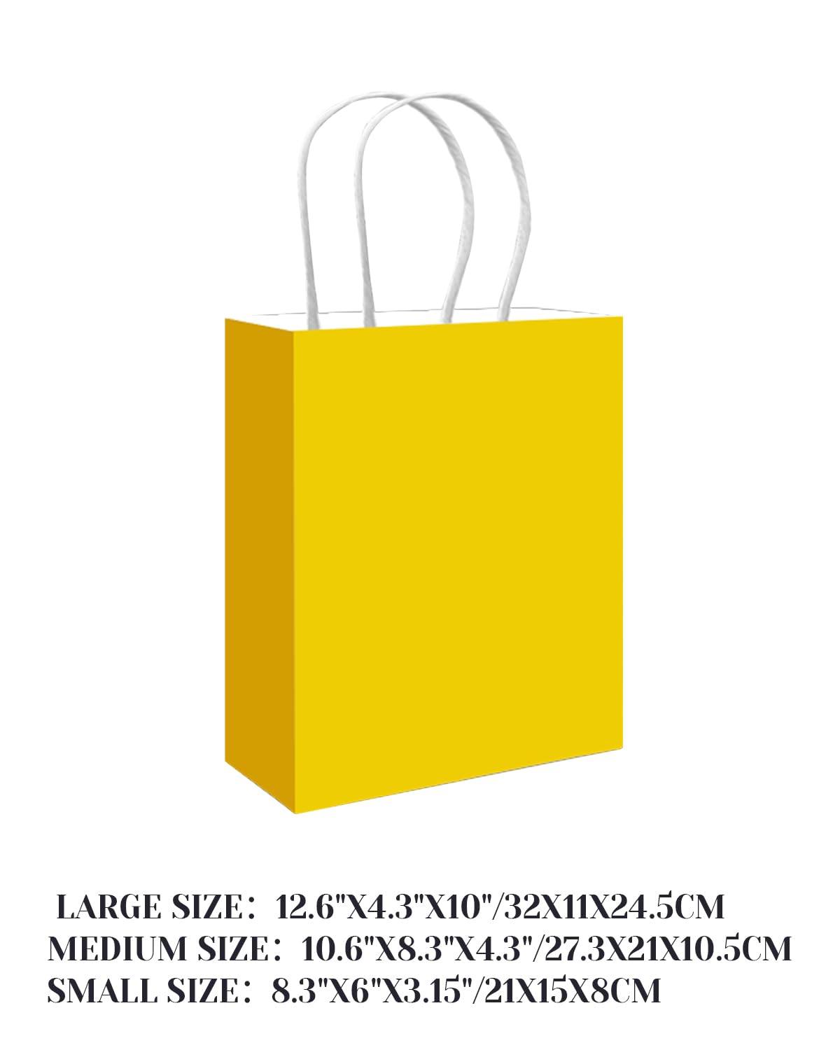 qiqee 100PCS Gift Bag with Handles Bulk Bright Yellow Paper Bags Assorted Sizes(33pcs Large 13",33pcs Medium 11",34pcs Small 8")
