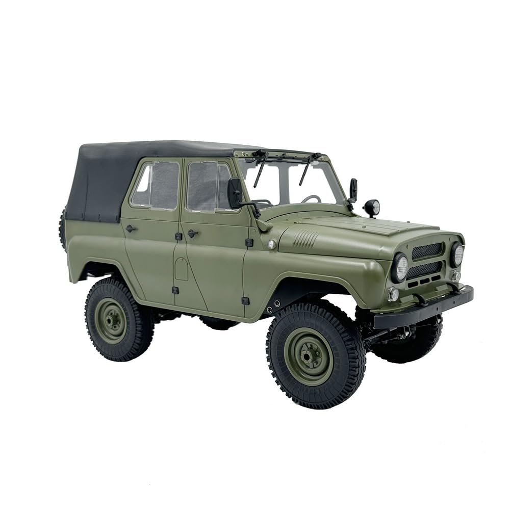 1/12 2,4-GHz-UAZ-469 WPL C94 4WD RC-Offroad-Crawler Mit Realitätsgetreuer Lenkung, Zwei Akkus, Einer Klappbaren Windschutzscheibe Und Einem Abnehmbaren Dachzelt (grün/RTR)