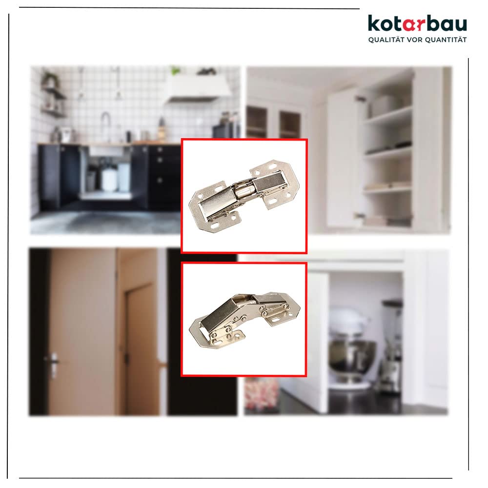 10 Bisagras Tipo Cangrejo KOTARBAU 105 Mm - Montaje En Superficie Sin Perforar - Acero Niquelado Para Puertas De Muebles Y Armarios - Plateadas