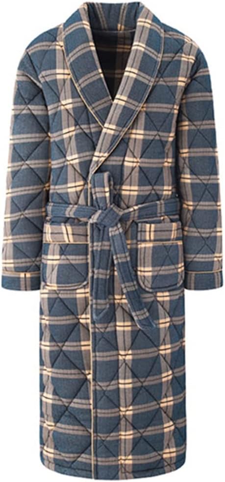 Autumn And Winter Men's Nightgown Bathrobe Thickened Thermal Pajamas Cotton Padded Long Size Plus(4X-Large)