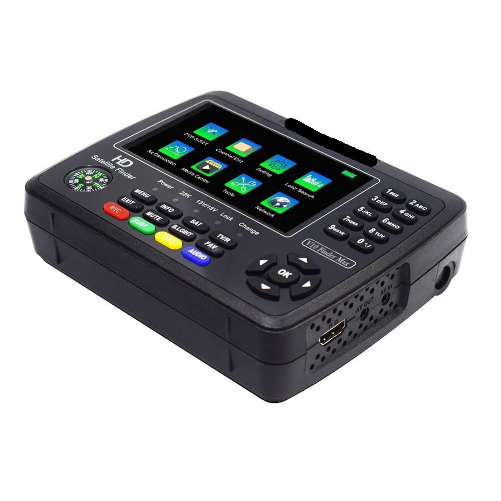 Receptor de Satélite, Medidor de señal satélite V10 Finder MAX for Receptor DVB-S/S2/S2X, Detector con batería integrada 4000 mAh, comparado el Pro