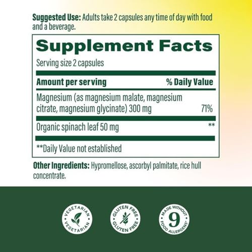 MegaFood Magnesium Glycinate, Malate, Citrate 300mg, 60 Capsules - image 3