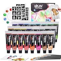 Colorful Fabric Paint Set for Clothes 12 Colors - Permanent Textile Paint Kit for Shoes, Canvas - Non-Toxic Slick Painting Set for Adults, Beginner & Artists