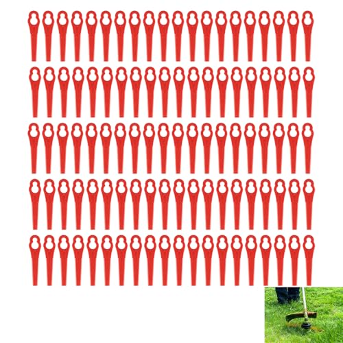 100 Stück Rasentrimmer Messer, Rasentrimmer Ersatzmesser, Kunststoffmesser für Akku Rasentrimmer, robuste Trimmerklingen als Zubehör zum Rasenmähen, kompatibel mit FRT18A FRT18A1 Kunst 46155 FRT20A1