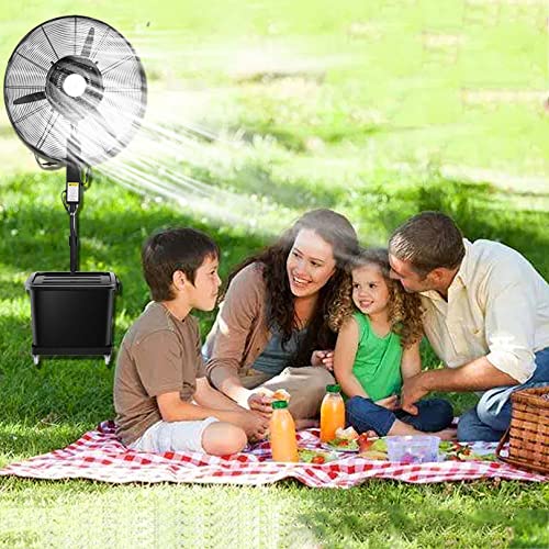 KANBUN Ventilador oscilante al Aire Libre de Pedestal con Ventilador de nebulización de nebulina en el Restaurante afuera con 3 velocidades de enfriamiento, Tanque de 11 galones y Altura Ajustable