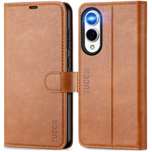 Housse Galaxy S25 Edge étui portefeuille en cuir synthétique brun texturé