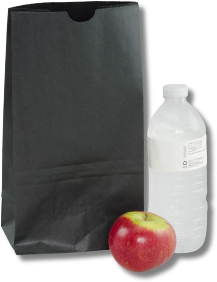 SOS Paper Bags, 6 Lb Capacity, Black Paper Bags, 6"x 3.6"x 11.1" (500 Count)