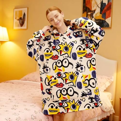 30% Off Wearable Blanket Hoodie for Adults - Soft Sherpa Fleece